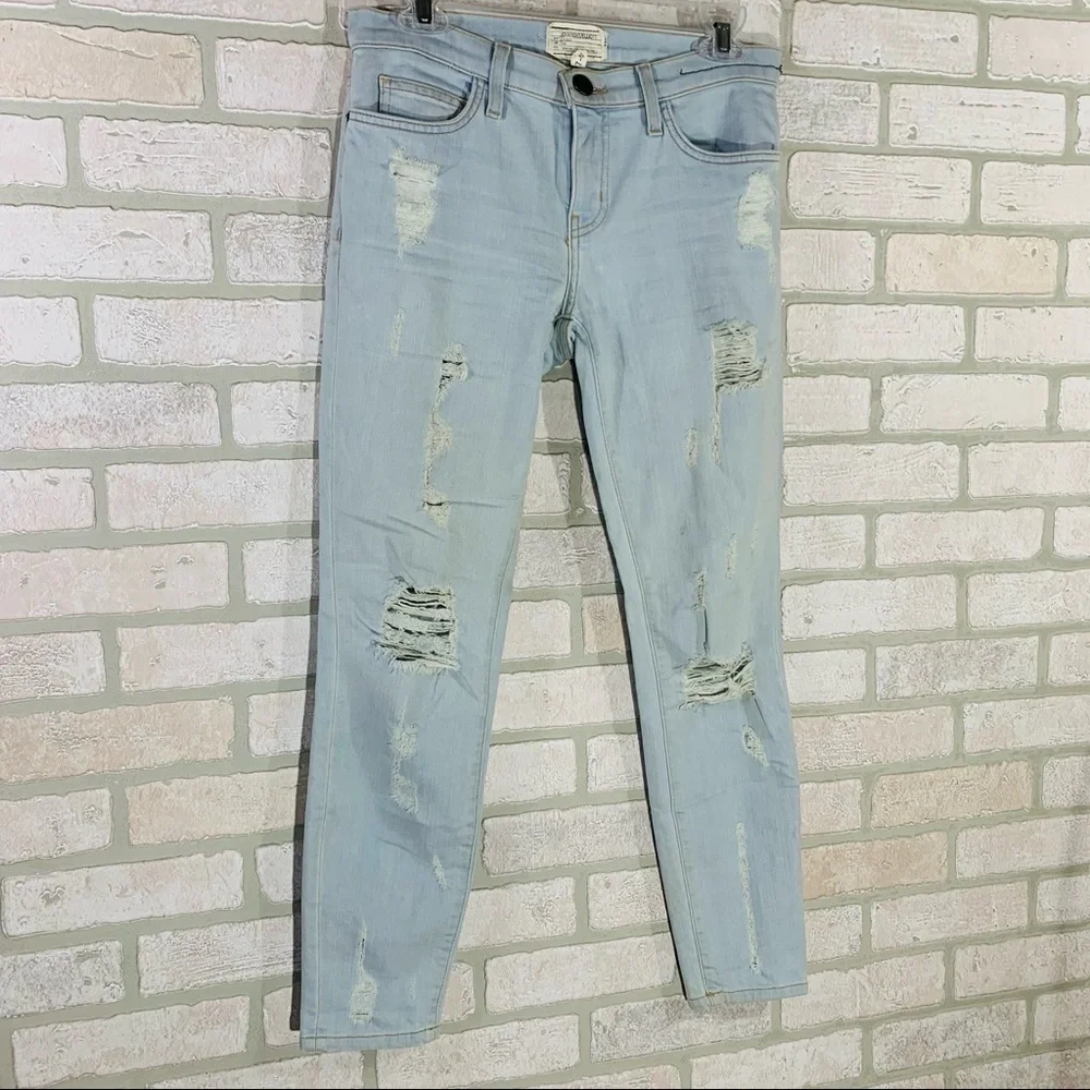 Current/Elliott The Stiletto Skinny Jeans in Chalky Indigo Shredded Size 27